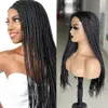 26 Inch Braided Wigs for Black Women Ombre Synthetic Barids Long Synthetic Box Braided Wigs Fake Scalp Braiding Hair Cosplay Wig