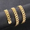 10MM Punk Miami 18K Gold Plate Bracelet Collier Bracelet Bracelet Pour Hommes Femmes Hiphop En Acier Inoxydable Montre De Luxe Bracelet Chaîne Ras Du Cou Colliers Bijoux