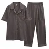 Summer Cott Men Suit Firc Suty Short Sleeve LG Pants Mężczyzna Pękama swobodny Wygodny miękki piżamę Homme Nocna odzież E3MK#