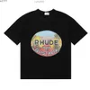 Mens and Womens Fashion T-shirt Br Rhude s American High Street Letter Printing Round Neck Short Sleeve Casual Cotton Ff 3mdp