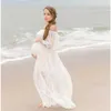 Summer Maternity Lace Dresses Boho Maternity Pography Dress Slash Neck Pregnancy Casual Long Dress 240315