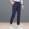 Calças cortadas elegantes Butt Masculino Busin Pants Slim-fitting Pure Color Pencil Pants 10IU #