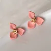Серьги-гвоздики модные бохо из смолы в этническом стиле для женщин милый розовый цветок для ювелирных аксессуаров оптом
