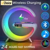 Multifunktion Wireless Charger Pad Stand Högtalare TF RGB Night Light 15W Fast Charging Station för iPhone Samsung Xiaomi Huawei