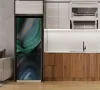 Pegatinas Negro Cool Girl Refrigerador Puerta Mural Etiqueta Impermeable PVC Gris Nevera Puerta Envoltura Cubierta 3D Papel Pintado Decoraciones de Cocina
