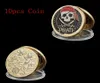 10pcs Skull Pirate Ship Gold Treasure Coin Craft Lion of Sea Running Wild Collectible Vaule Badge2585978