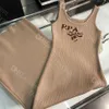 Women's Tank Top Tidig Autumn New Letter Logo Jacquard Slim Fit Sleeveless Sticke Suspender Dress Wrapped Hip Kjol för kvinnor Designer Solid Color Vest