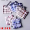 Handkerchiefs 10 pieces of mens pure cotton bracelet Hanks gift set womens classic bracelet Hanks pocket square Y240326