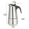 Gereedschap 4/6 kopje koffiezetapparaat Pot Espresso Latte Percolator Elektrisch fornuis Thuiskantoor Keukenbenodigdheden