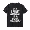 my Spirit Animal Is A Sock Mkey Funny T-Shirt Company Men T Shirts Leisure Tops Shirt Cott Printed On p1c4#