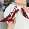 Tasarımcı Ayakkabı Kadın Patent Deri Slingbacks Buckes Lüks Partisi Elbise Ayakkabı Ayak Bileği Strap Burgundy Yüksek Topuklu 10 cm