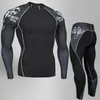 Sous-vêtement thermique pour hommes, T-Shirt à manches longues, Kit de Compression, chemises Crossfit, Leggings de Fitness, couche de Base 4XL