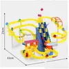 Electronic Pets Three Stairs With Mtiple Tracks Matic Piggy Climbing Musical Luminous Slide Electric Track Childrens Puzzle Toys 24031 Dh829