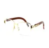 2018 Nowe okulary rogowe Buffalo Modne okulary przeciwsłoneczne dla kobiet drewniane okulary prostokąt Brązowy czarny czysty soczewki Pół ramki Eyewear7635791