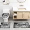 Rideaux New York City Night Shower Curtain Toilet Soupt Cover Set WC Accessoires Mat de salle de bain Décor de salle de bain Curtains