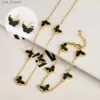 Earrings Necklace High Quality Natural Stone Butterfly Set Necklace Earrings Cute Insect Jewelry Set For Woman Girl Jewelry Daily Wear L240323