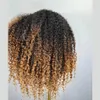 Perruque Lace Front Wig bouclée ombrée blonde brune, 26 pouces de long, densité 180, cheveux de bébé pour femmes noires, résistants à la chaleur, pré-épilés, sans colle