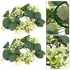 Decorative Flowers 2 Pcs Candlestick Garland Rings Wreaths Mini For Pillar Artificial Leaf Wedding Party Decoration