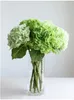 Green Artificial Hortensia Fleurs Branches Décoration Arrangement de mariage Fleurs d'hydratange comme un vrai décor Bouquet de mariée 3pcs 240318