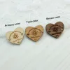 Craft Heart Shaped Wooden Label, Wooden Buttons, Personalized,Custom Wood Name Tag, Gift Tags, Laser Engraved, DIY Wood Craft