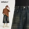 Inflation Blau Weites Bein Jeans Shorts Männer Schnurrbart-effekt Wed Denim Shorts Plus Größe j8Kc #