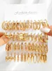 Hoop Huggie Gold ensemble de boucles d'oreilles vintage adapté aux femmes anneaux en métal bohème géométrique torsadé perle pendentif boucles d'oreilles bijoux à la mode cadeaux 240326