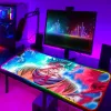 Almohadillas Alfombrilla de ratón grande Gaming Backlight Computer Mat Luminoso Anime Accesorios Rgb Super DBZ con protector de escritorio de alambre Deskpad PC Gamer