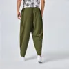 Pantalons décontractés épissés kaki Pantalons en coton et en lin pour hommes Printemps Eté Fi Hommes Pantalons Vert Abricot Couleur Pantalons à lacets I9Jy #