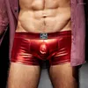 Underpants Jockmail Spectrum High Reflective Imitation Leather Boxer Mens Underwear Shorts Swimming Trunks Stage Man Clothing