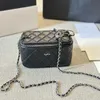 Mode dames make-up tas schoudertas leer diamant goud hardware metalen gesp gevlochten top luxe handtas gematelasseerde ketting crossbody tassen doos portemonnee