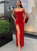 Nibber red black year christmas party long dresse spring Basic bodycon lace up stretch Slim midi dresses femme 240315