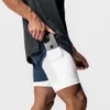 heren 2 IN 1 Workout Fitn Shorts Dubbeldeks Ademend Jogger Blauw Nyl Gym Bodybuilding Basketbal Sneldrogende Hardloopshorts e6et #