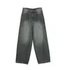 Syuhgfa Coréen Hommes Dégradé Droit Jeans Persalité Couleur Unie Mâle Jambes Larges Denim Pantalon Niche Design 2024 Printemps Chic Y2ta #
