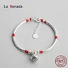 Fil rouge de La Monada pour main 925 Bracelet en argent sterling tube de cloche rouge Bracelets corde de corde pour femmes Silver 925 240313