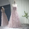 Dubai Champagne Said Feathers Even Sharon sukienki Eleganckie na ramię różowy formalny sukienka dla kobiet w przyjęciu SS278