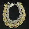 Groothandel Klassieke Vintage Gebakken Deeg Twist 7-12Mm Mozan Cubaanse Ketting Armband Hiphop Sier Real Gold Plating