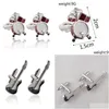 Cuff Links Personality Men Jewelry Music Lover Drum Guitar Cufflinks For Shirt Accessory Fashion Metal Design Drop Delivery Tie Clasps Otrf9