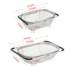 Kitchen Supply Colander Drain Over The Sink Deep Well Oval Stainless Steel Colander Fine Mesh Extendable Handle Foldable Storage 240326