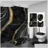 Duschvorhänge 4-teiliges Blumenvorhang-Set mit rutschfesten Teppichen, Toilettendeckel und Badematte, schwarz, wasserdicht, Badezimmer-Drop-Lieferung DHLPR