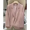 Trajes de mujer Retro literario doble botonadura chaqueta abrigo suelto otoño