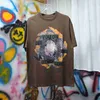 High Quality Ts Abstract Virtual Rose Space Print Coffee Short Sleeved T-shirt for Men