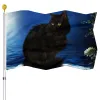 Accessoires Drapeaux de chat avec œillets en laiton Black Cat Show Two Eyes Yard House Flag Drapeaux décoratifs intérieurs et extérieurs pour femmes hommes cadeaux