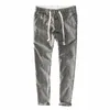 Размер 30-40, полосатые брюки с эластичной резинкой на талии, мужские брендовые льняные дышащие брюки для мужчин, повседневные брюки мужские fi un pantal 29ua #