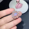 Cluster Rings Luxury Opal Ring For Party 3mm And 8mm 10mm Total 2.5ct Natural 925 Silver With 3 Layers Gold Plated Keep Shining