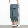 2023 Été Hommes Cott Harem Pantalon Hommes Casual Hip Hop Streetwear Pantalon Mâle Cordon Croix Bloomers Pantalon Longueur Mollet n7qJ #