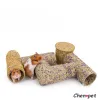 Túneis de brinquedo para animais pequenos, grama natural e lavanda, túneis de hamster, tubos de rato diy para decoração de gaiola de animais de estimação, brinquedo de mastigar