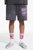 Saint LOUIS Kleding Handgemaakte Inktspray Retro Stijl Loopstof Zomer Heren en Dames Casual Shorts W Zwart Hoge kwaliteit E2Lj#