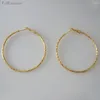 Hoopörhängen snidade Snake Skin Surface Four Styles Yellow Gold Plated 0,9 "/ 1,3" /1,73"/ 2.2 "Earring