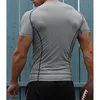 Herren Quick Dry Fitn Bedruckte T-Shirts Outdoor Sport Laufen Klettern Kurzärmeliges Hemd Strumpfhosen Bodybuilding Tops Y3lN #