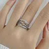 Bagues de cluster Bague en argent sterling S925 de luxe léger japonais et coréen avec une simplicité de mode incrustée de zircon de haute qualité